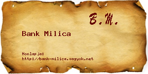 Bank Milica névjegykártya